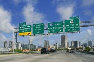 Miami Downtown Florida road signs Key Biscayne